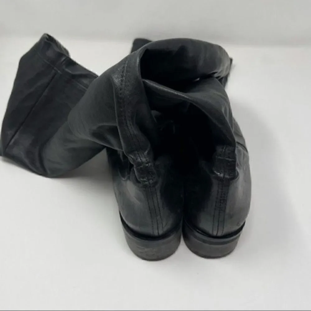 Parallele Paris France womans thigh high flat boots black leather UK 2 Us4 BoxE